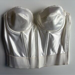 Vtg Victoria’s Secret Corset Gold Crown Label Bustier Top Boned Satin Bridal 34B